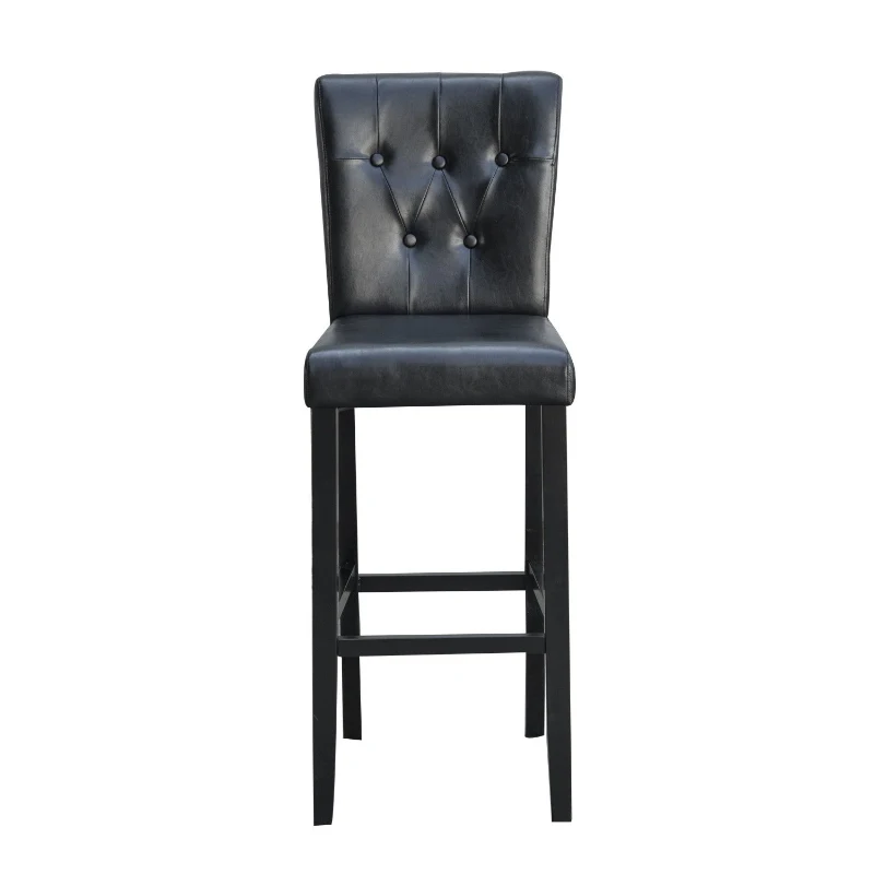 HomCom 42" Modern Bar Height Faux Leather Tall Dining Chair Stool - Black