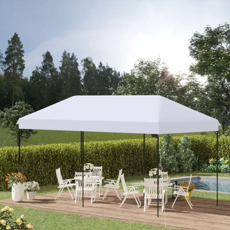 Outsunny 10' x 20' Pop Up Canopy Tent, Instant Sun Shelter, Tents for Parties, Height Adjustable, with Wheeled Carry Bag, for Outdoor, Garden, Patio, White