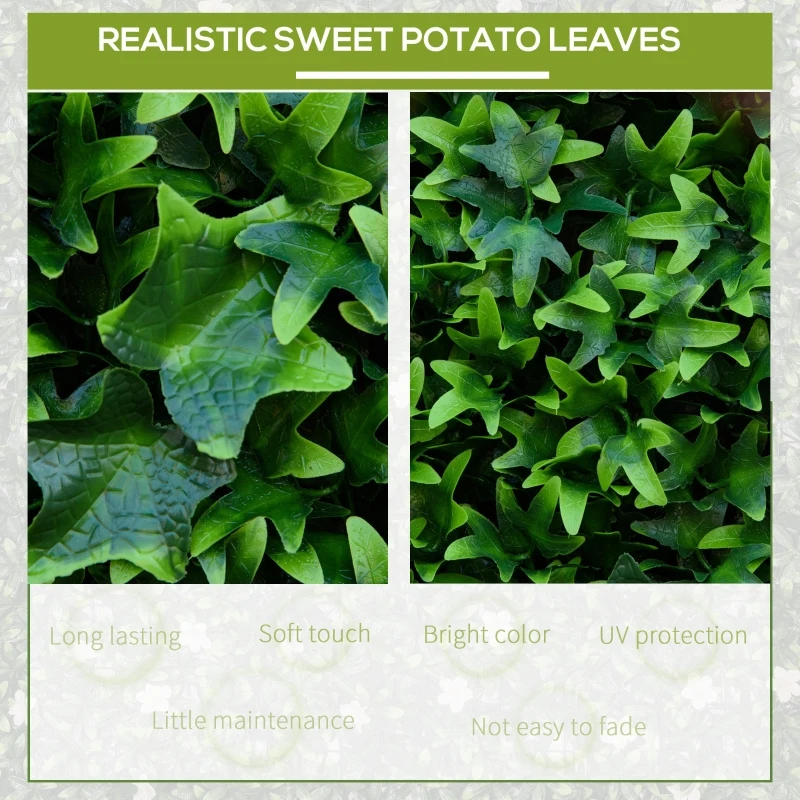Outsunny 12 PCS 20" x 20" Artificial Boxwood Wall Panel Sweet Potato Leaf Privacy Fence