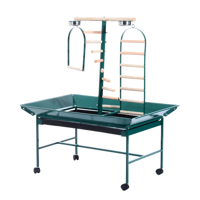 Pawhut 53” Large Bird Play Stand w/ Wheels - Green