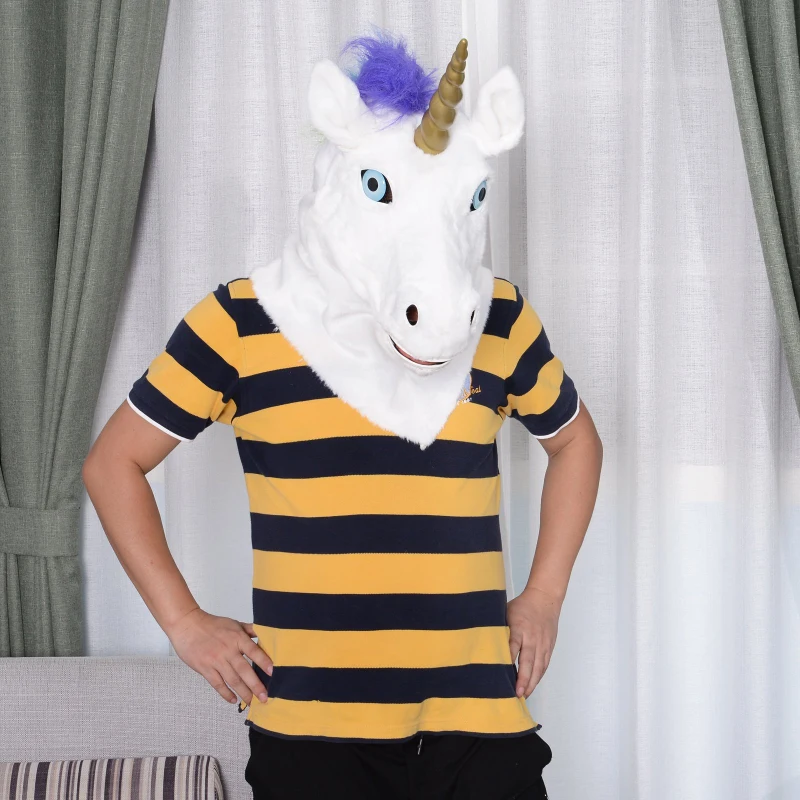 HOMCOM Realistic Mouth Mover Hood Halloween / Cosplay Costume Unicorn