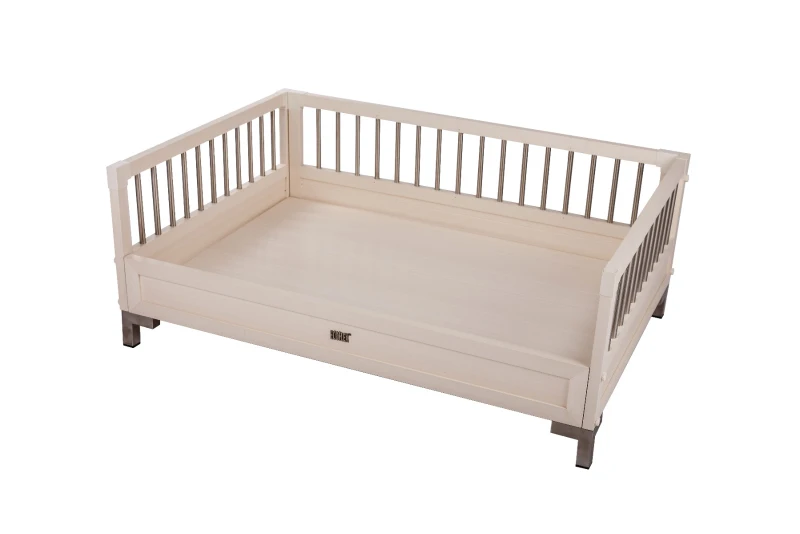 New Age Pet Raised Dog Bed with Memory Foam Cushion - Antique White Large