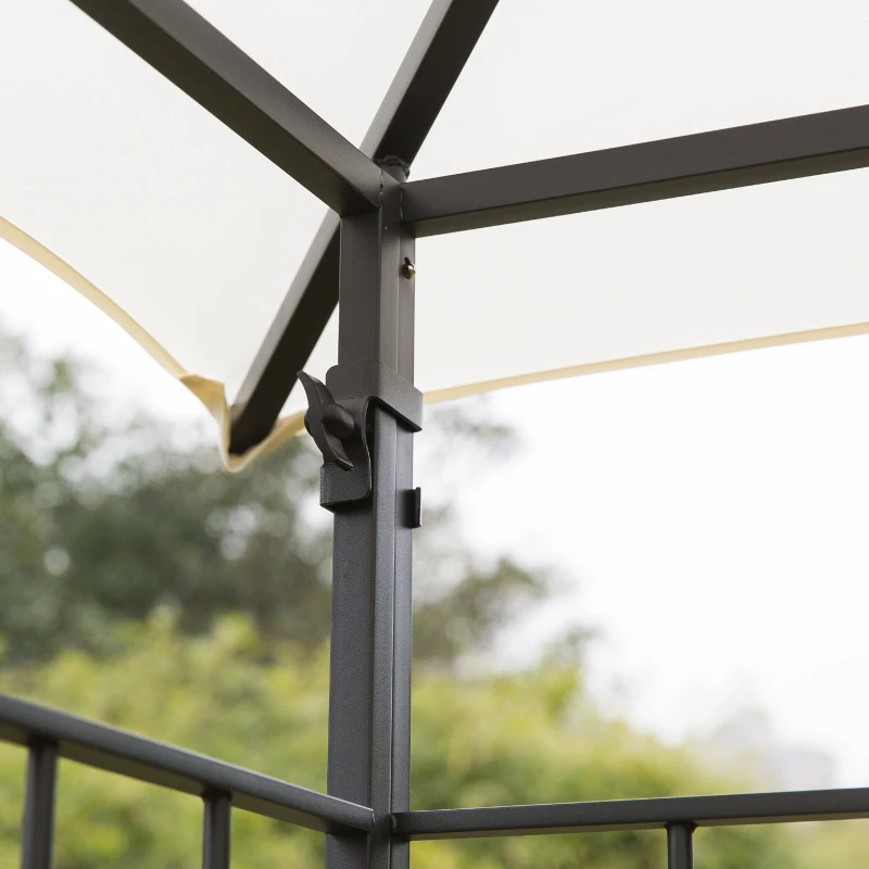 Outsunny 10'x10' Decorative Garden Gazebo with Steel Frame - Elegant Patio Canopy, Cream - Perfect for Outdoor Events & Gatherings
