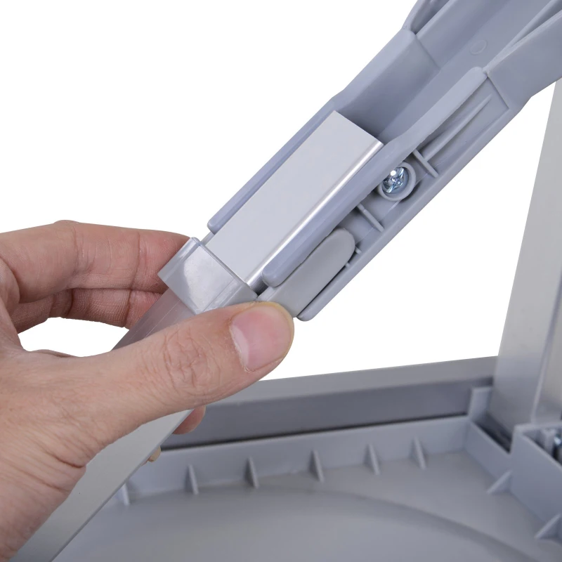 Outsunny Outdoor Picnic Table Chair 4-Seat Set Folding Patio Furniture w/Umbrella Hole - Grey