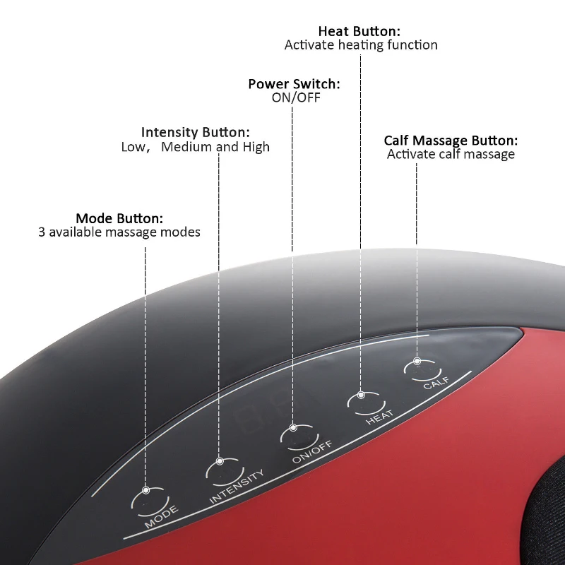 HomCom Multi Function Relaxing Kneading Heated Shiatsu Calf Foot Massager - Red