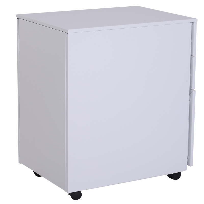 Vinsetto 24" Metal 3 Drawer Locking Under Desk Filing Cabinet On Wheels - White