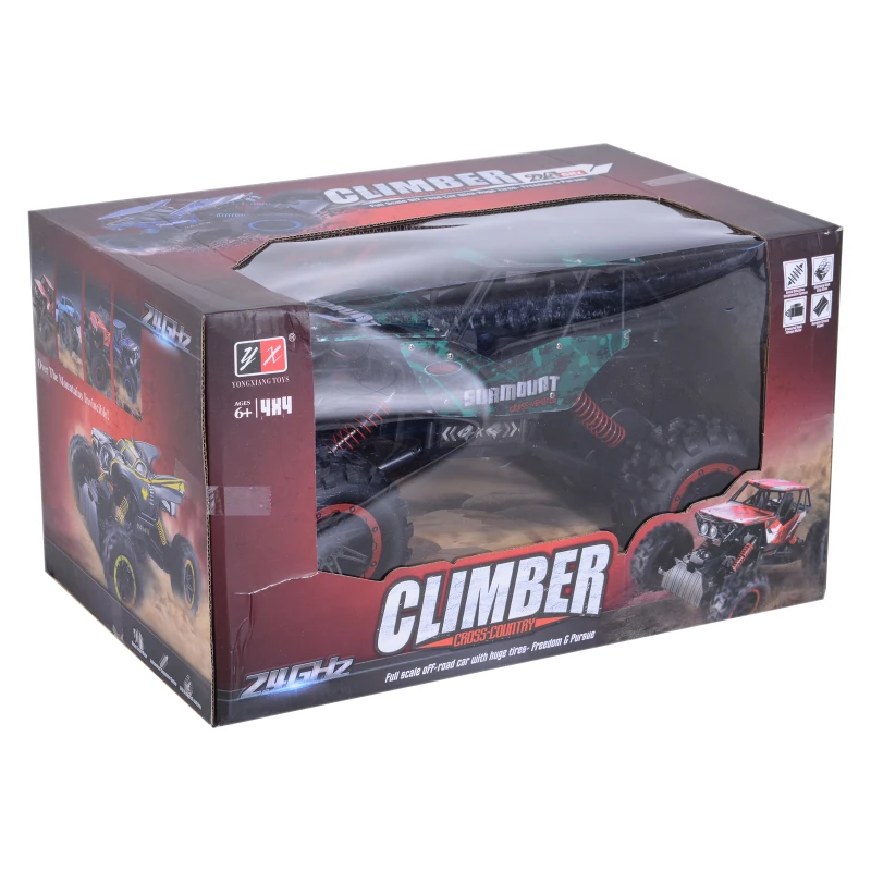 Aosom 1:12 Scale 2.4Ghz 4WD RC Rock Crawler Off-Road Electric Monster Truck - Green