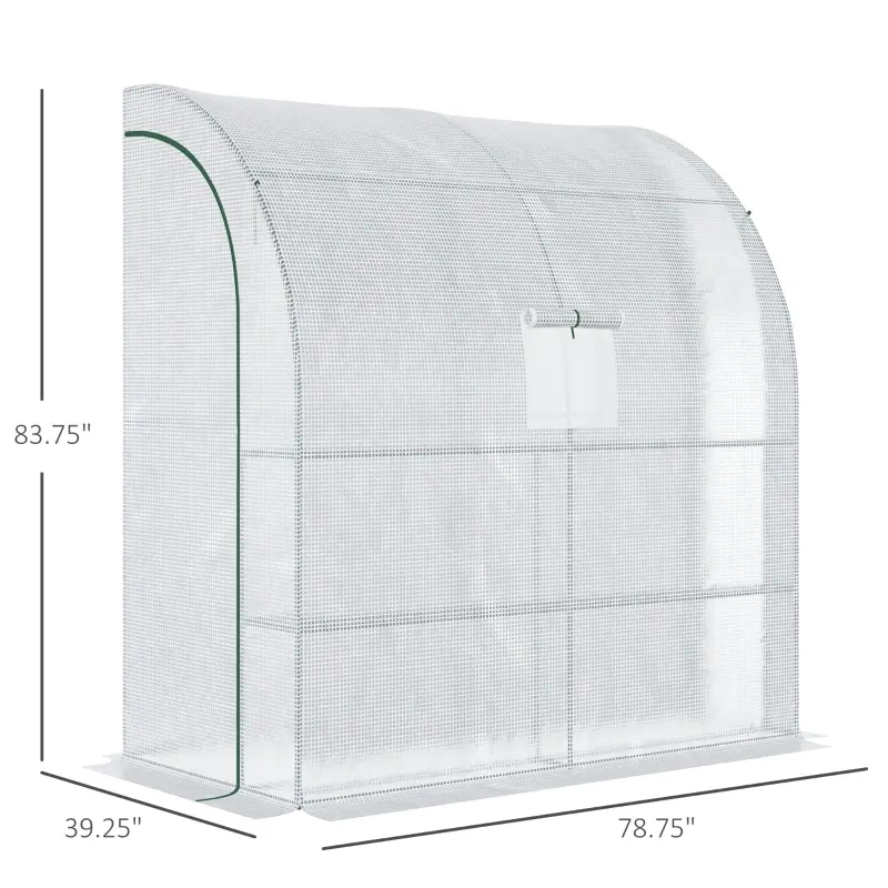 Outsunny 7' x 3' x 7' Outdoor Walk-In Greenhouse, Plant Nursery with Roll-up Windows, PE Cover, and 3 Wire Shelves, White