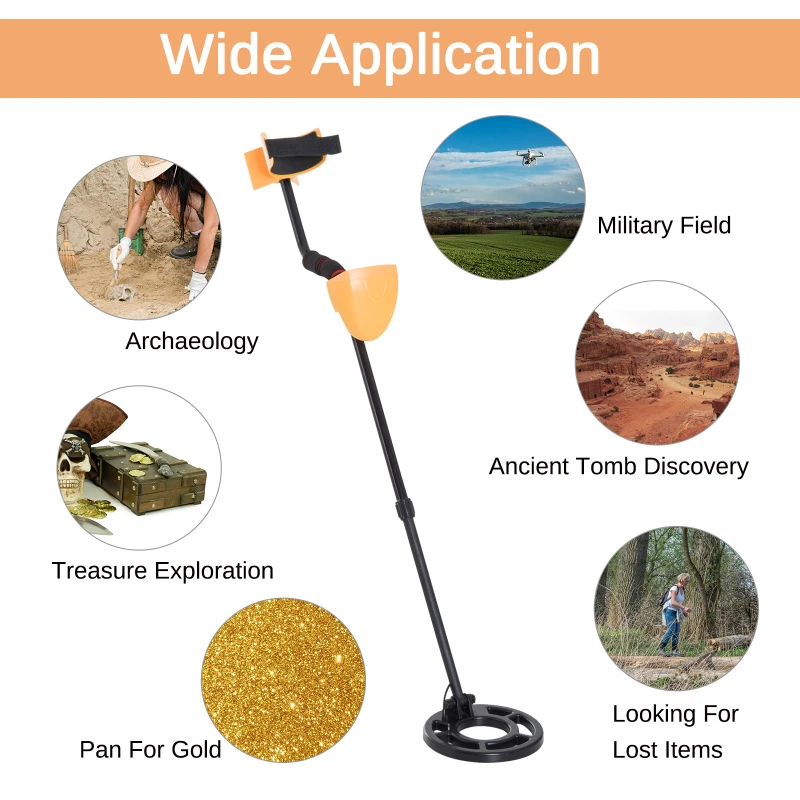 Outsunny 5 Mode LCD Water Resistant Adjustable Handheld Metal Detector - Yellow