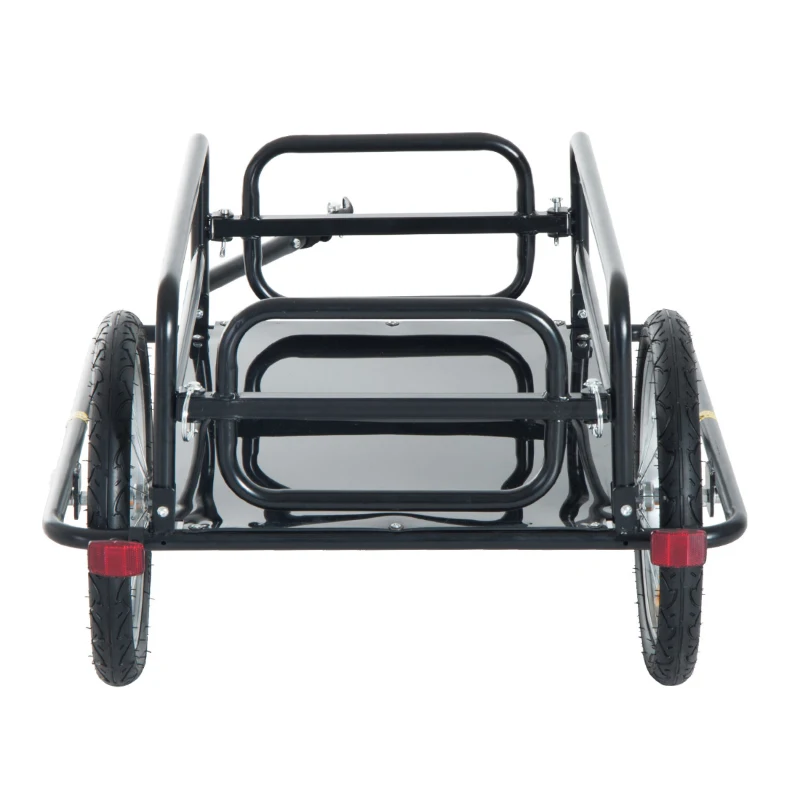Aosom Bicycle Wagon Garden Wanderer Folding Bicycle Storage Cart Cargo and Luggage Trailer with Hitch - Black