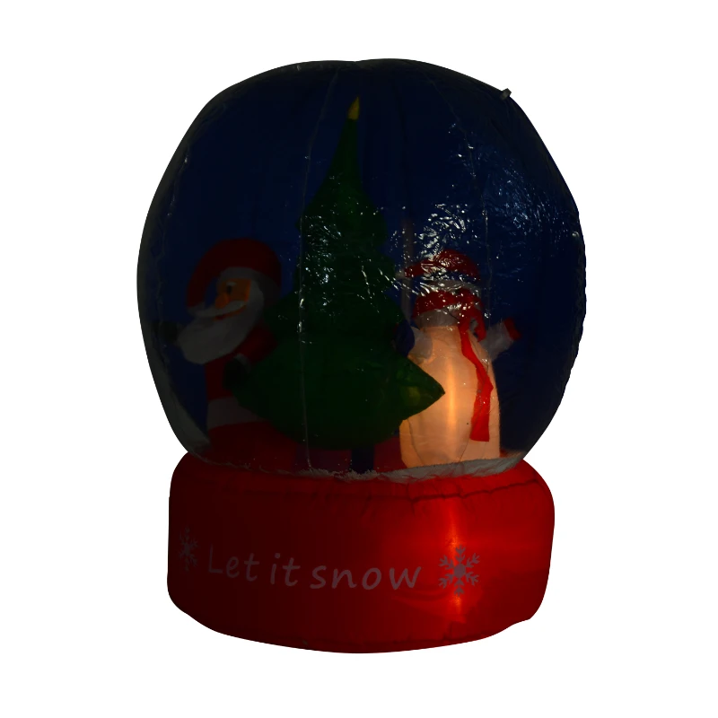 4' Inflatable LED Lit Christmas Snow Globe w/ Santa & Frosty - Lawn Yard Decoration