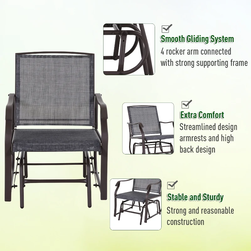 Outsunny 3-Piece Outdoor Rocking Chair and Table Set, Sling Fabric Glider for Patio, Garden Relaxation