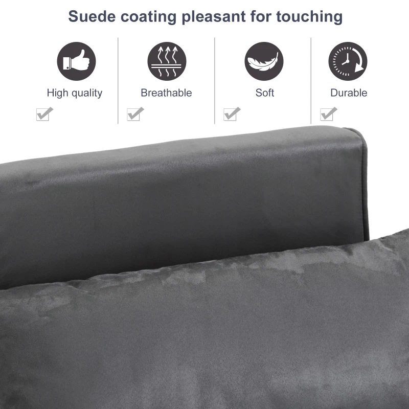 HomCom Single Size Convertible Sleeper Bed Lounger Chair PU Suede Microfiber Slip Cover - Gray