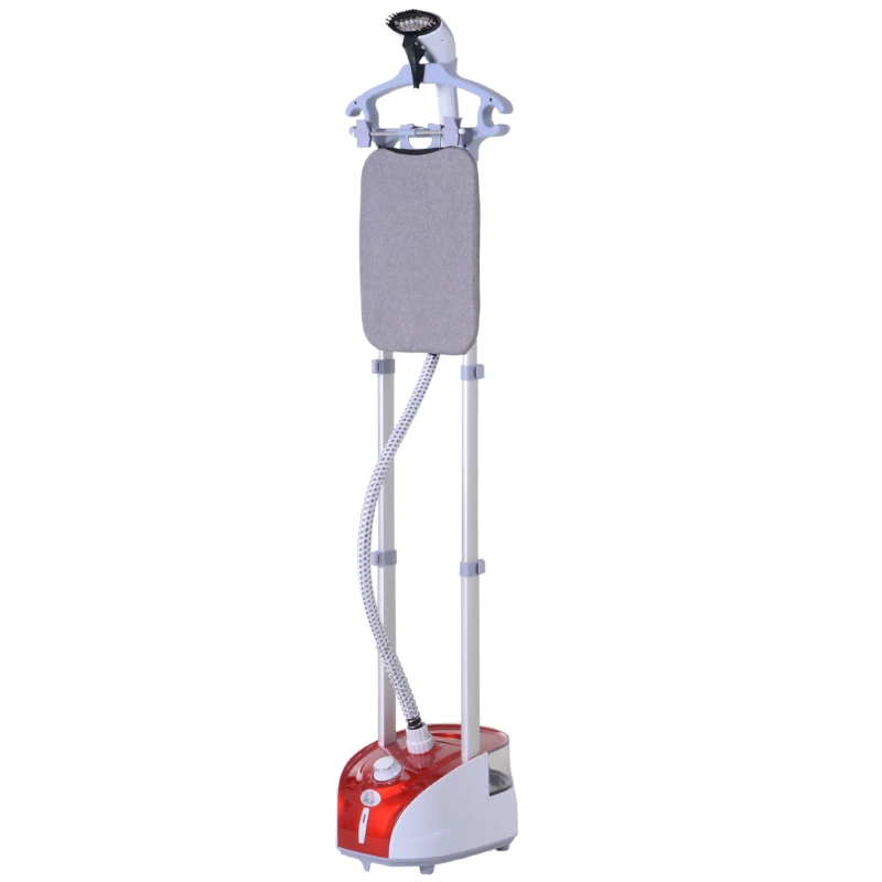 HOMCOM Fabric Garment Steamer for Clothes, Hanging Full Size, 2 Liter, 1350W, 11 Level Steam Adjustment - Red
