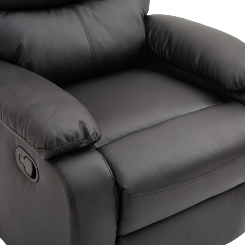 HomCom PU Leather Traditional Manual Recliner Chair - Black