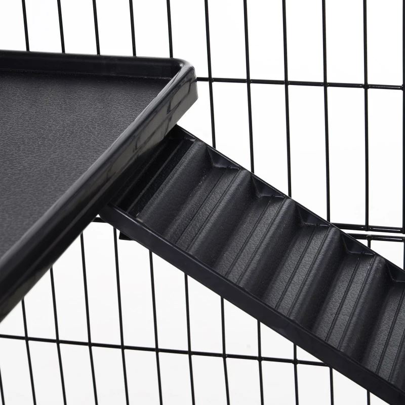 PawHut 43"H Ferret House Habitat Small Animal Hutch - Black and White