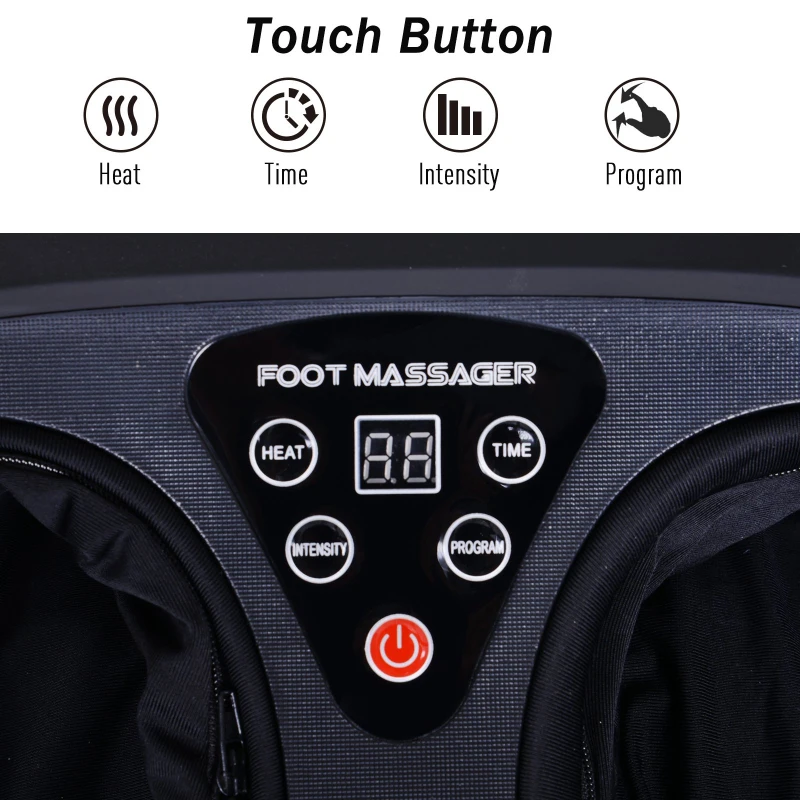HOMCOM Spa Shiatsu Electric Foot Massager Machine with Deep Kneading Heat and Timer - Black