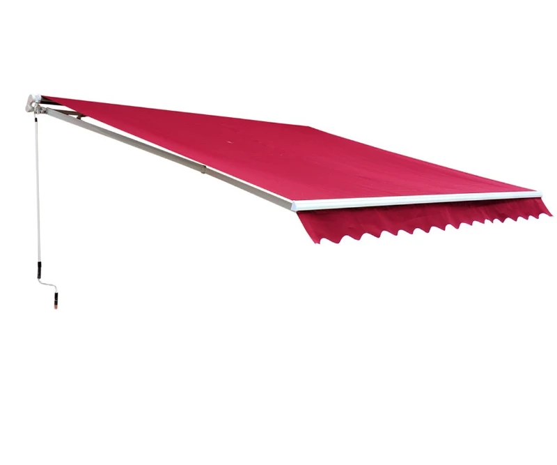 Outsunny 10' x 8' Patio Manual Retractable Sun Shade Awning - Red