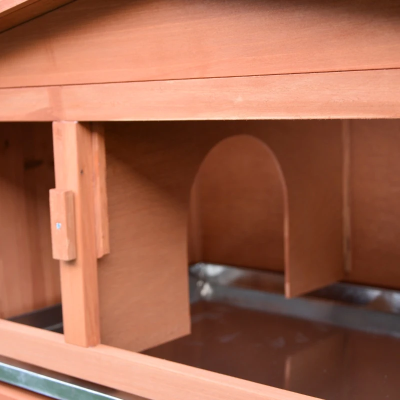 PawHut 62" Wooden Outdoor Rabbit Hutch with Detachable Run and Elevated Main House