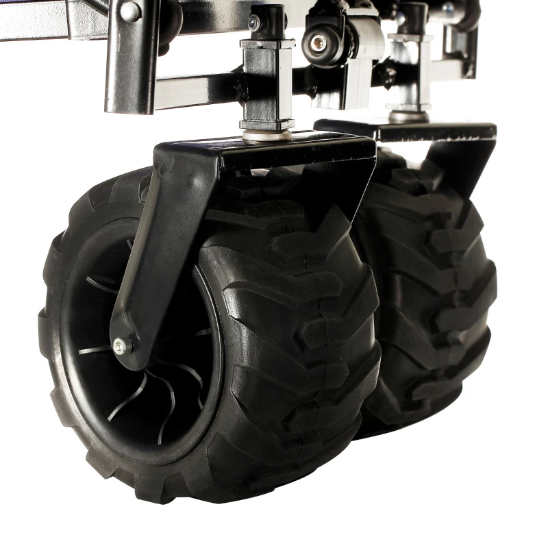 Aosom Utility Folding Wagon Big Wheels Collapsible Outdoor Garden Cart with Steel Structure for Shopping, Fishing, Camping, Beach - Green