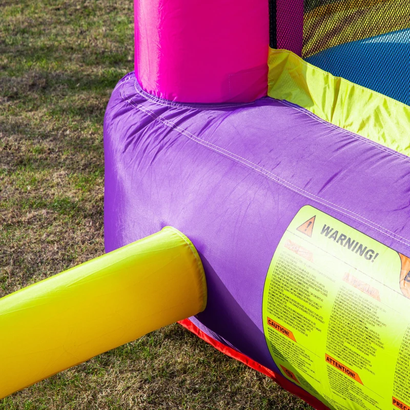 Outsunny Kids Bouncy House with Blower, 4 in 1 Large Bounce Castle with Jumping, Water Pool, Slide for Outdoor and Indoor