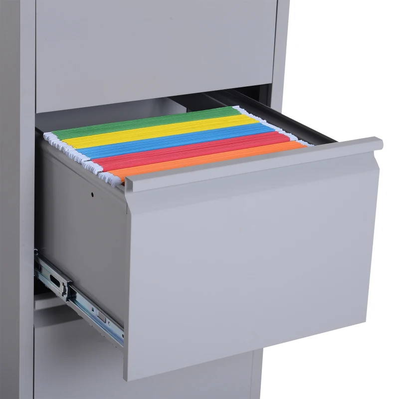 Vinsetto Metal 4 Drawer Vertical Locking Filing Cabinet - Grey