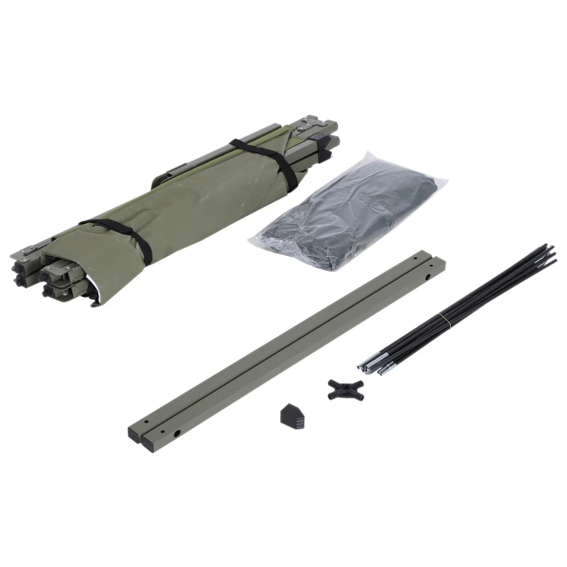 Outsunny Portable 1 Person Raised Camping Tent Cot Combination for Fishing and Hunting - Green