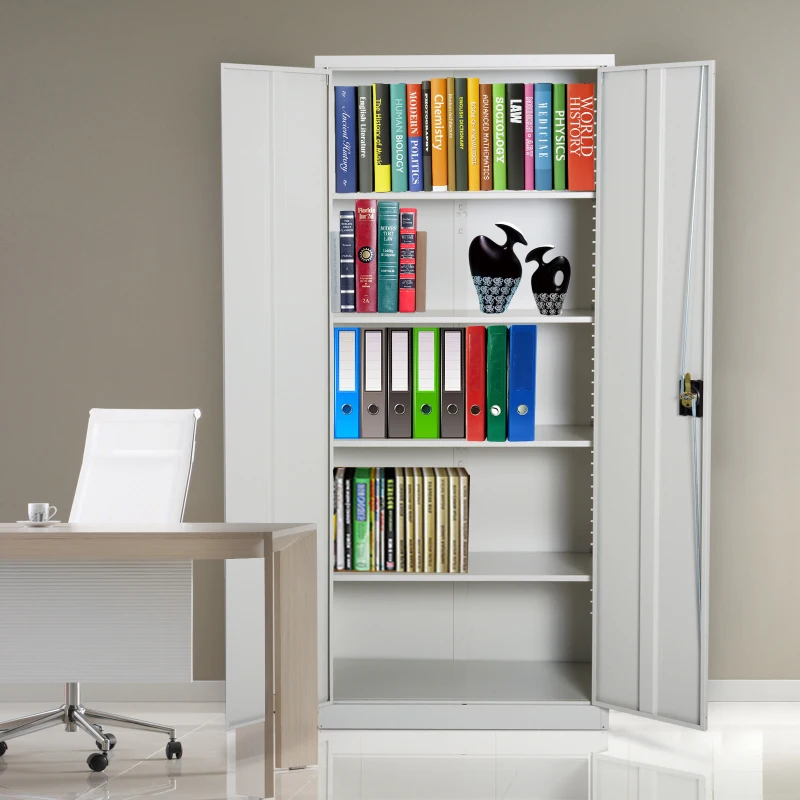 Vinsetto 72” Tall Steel Large Freestanding Commercial Warehouse Utility Storage Cabinet - Cream White