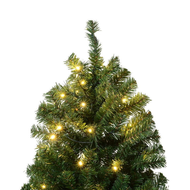 HOMCOM 6' PVC Pre Lit Artificial Christmas Tree with Metal Stand  250 Warm White LED  798 Tips  Green