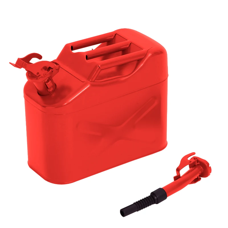 HomCom 2.5 Gallon 10 Liter Steel Jerry Can w/ Nozzle - Red