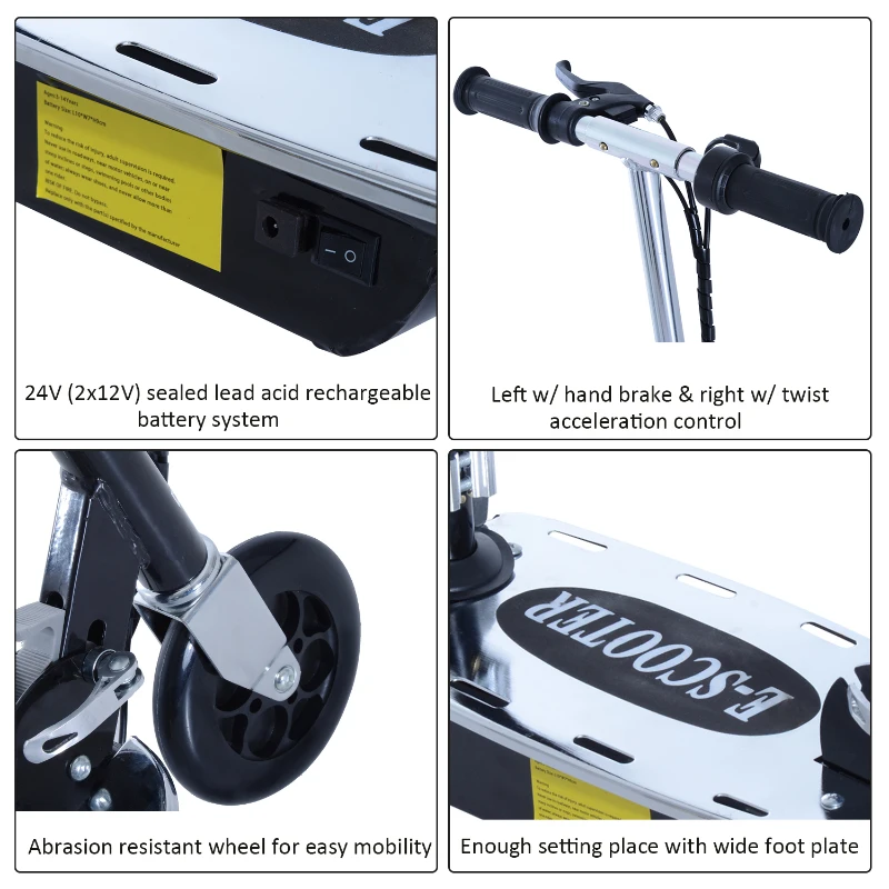 Aosom Black High-Powered 120W Motorized Kids Folding Electric Scooter