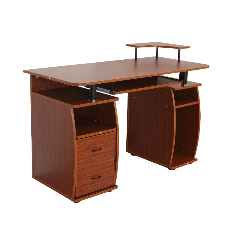 HomCom Computer PC Desk Table Work Station w/Printer Shelf Home Office Furniture - Brown