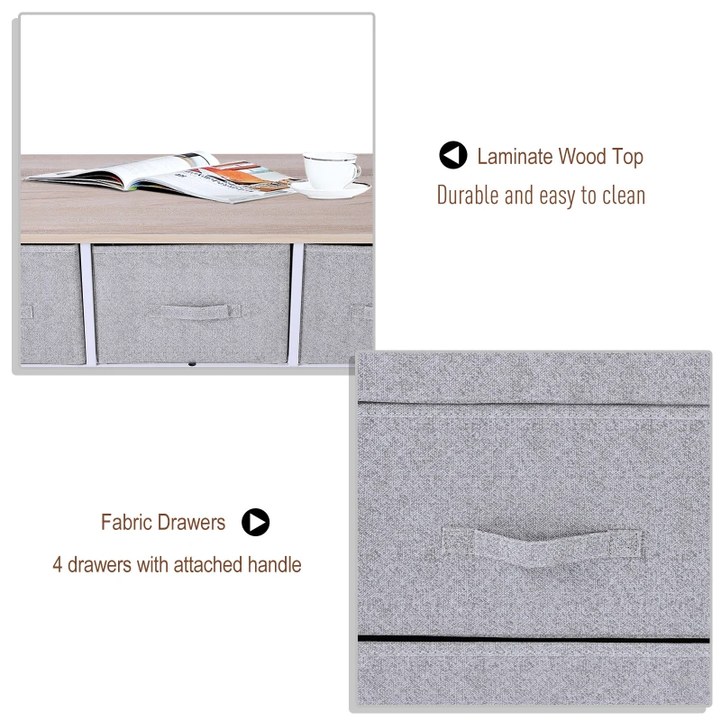 HOMCOM 26"  4 Drawer Vertical Storage Cube Dresser with Fabric Bins