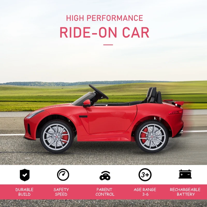 Aosom 12V Jaguar F-Type SVR Kids Battery Powered Ride On Car with Parent Remote Control - Red