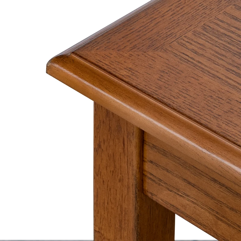 HomCom Modern 2-Tier Acacia Wood End Table Side Desk with Cup Holder and  Lower Shelf - Dark Oak