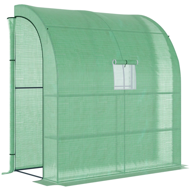 Outsunny 7' x 3' x 7' Outdoor Walk-In Greenhouse, Plant Nursery with Roll-up Windows, PE Cover, and 3 Wire Shelves, Green
