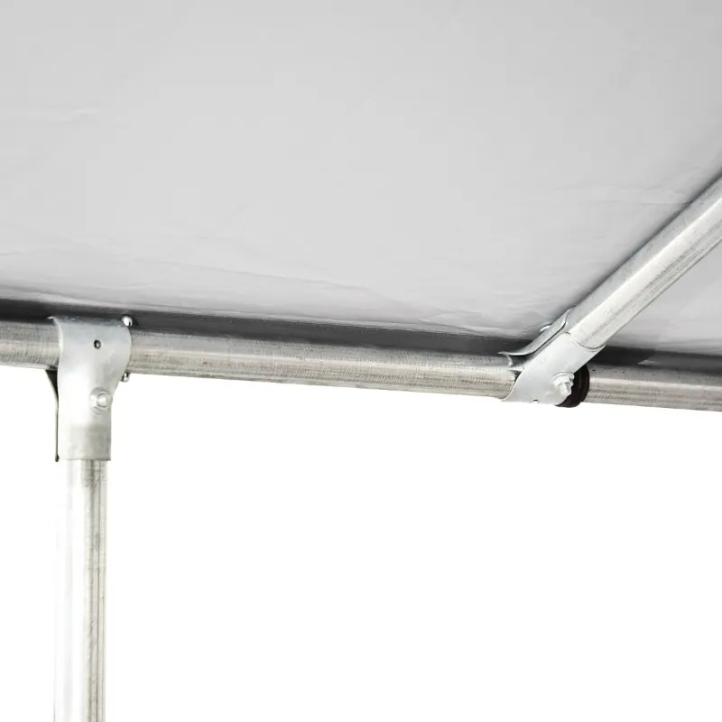 PawHut Large Outdoor Dog Kennel Galvanized Steel Chain Link Fence with Oxford Cloth Roof and Lock - Silver