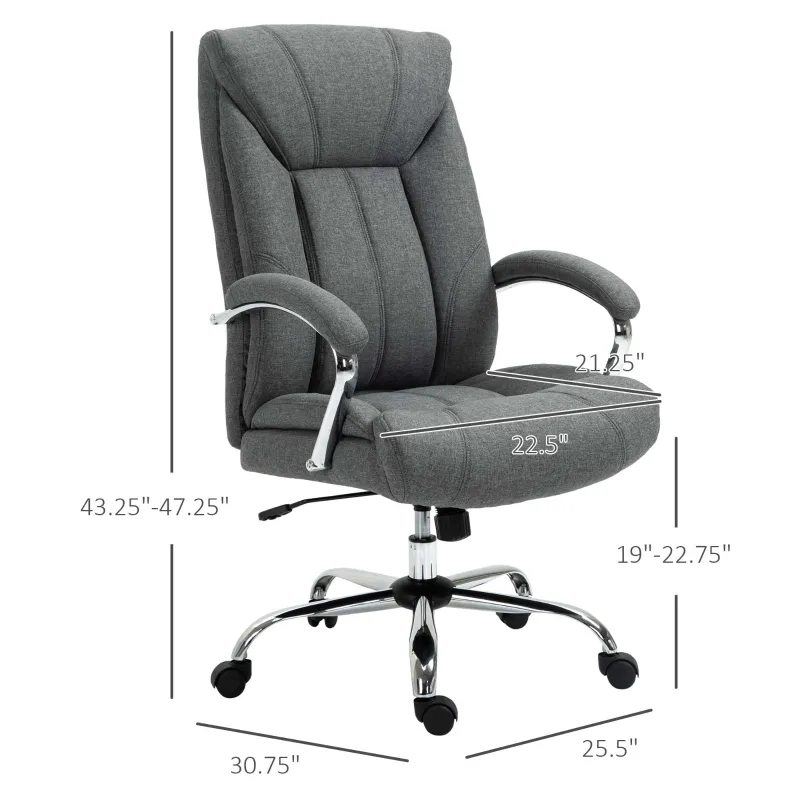 Vinsetto High Back Home Office Chair Computer Desk Chair w/ Arm, Swivel Wheels, Gray
