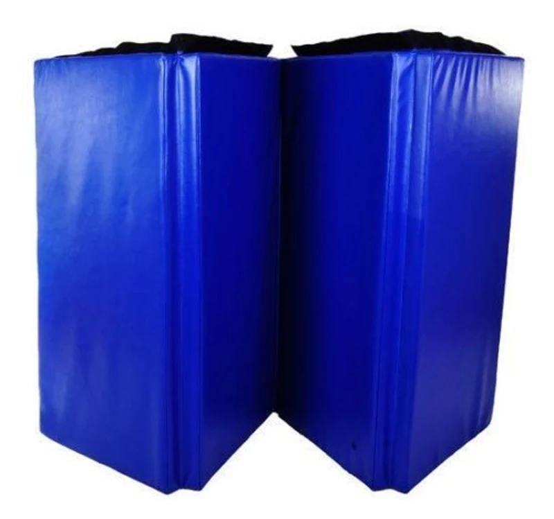 Soozier 8' x 4' x 2" PU Leather Folding Gymnastics / Martial Arts Tumbling Mat - Blue