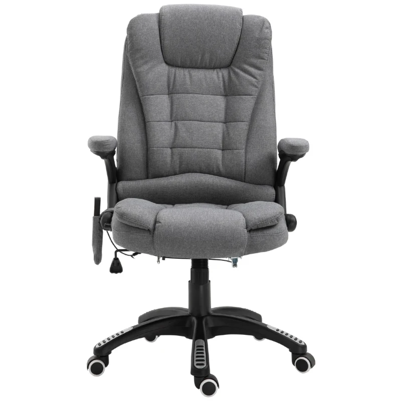 Vinsetto Adjustable Reclining Heating Massage Office Chair Linen Fabric - Grey