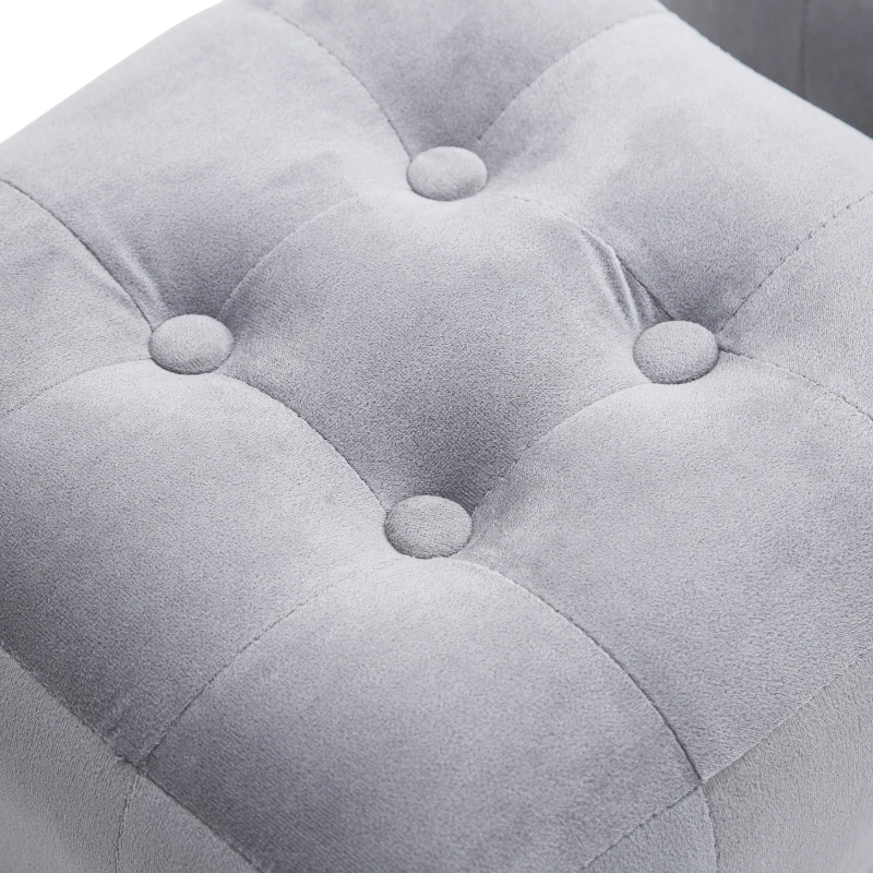 HomCom 3 Piece Microfiber Tufted Storage Bench and Nesting Ottoman Set - Grey