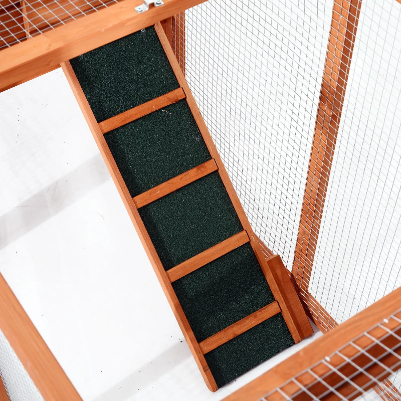 PawHut Dual Chicken Coop with Garden Bed, Large Hen House with Nesting Boxes, Removable Trays, Ramps, 123" x 27.5" x 42.5", Natural Wood