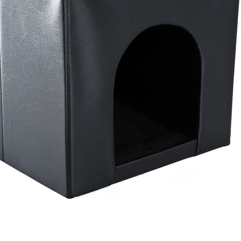 HomCom 15” Foldable Storage Ottoman - Black w/ Tiger Print