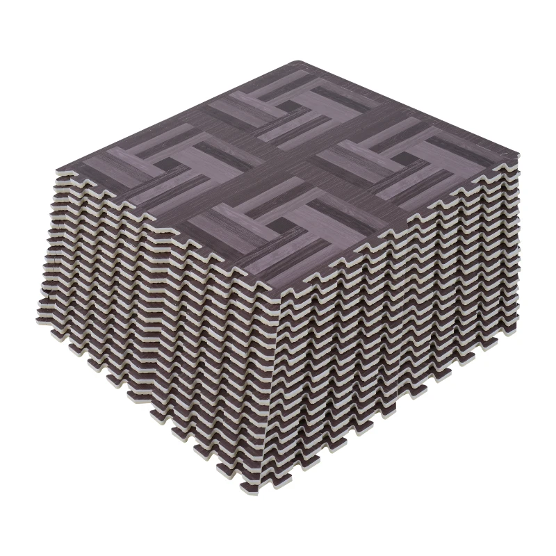 Soozier Interlocking Puzzle Protective Foam Floor Tile Mats - Dark Check Pattern