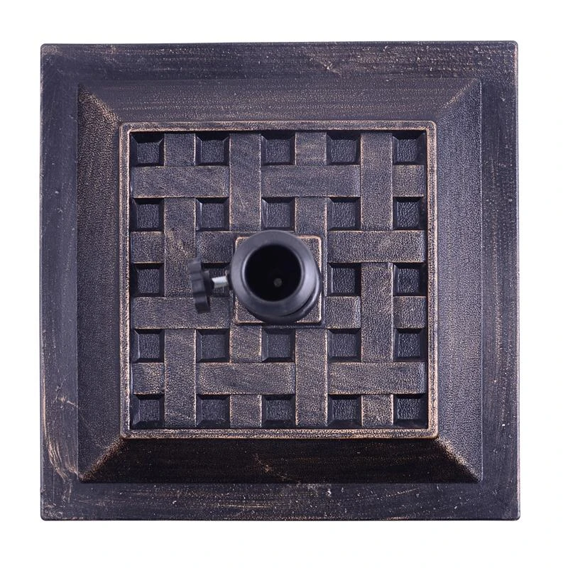 Outsunny 20 lbs Square Resin Umbrella Base, Decorative Bronze Pattern, Sturdy Holder for Outdoor Patio