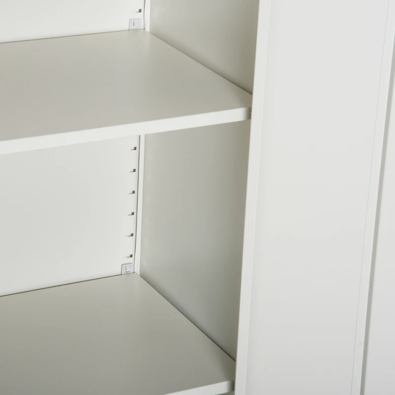 Vinsetto 72” Tall Steel Large Freestanding Commercial Warehouse Utility Storage Cabinet - Cream White