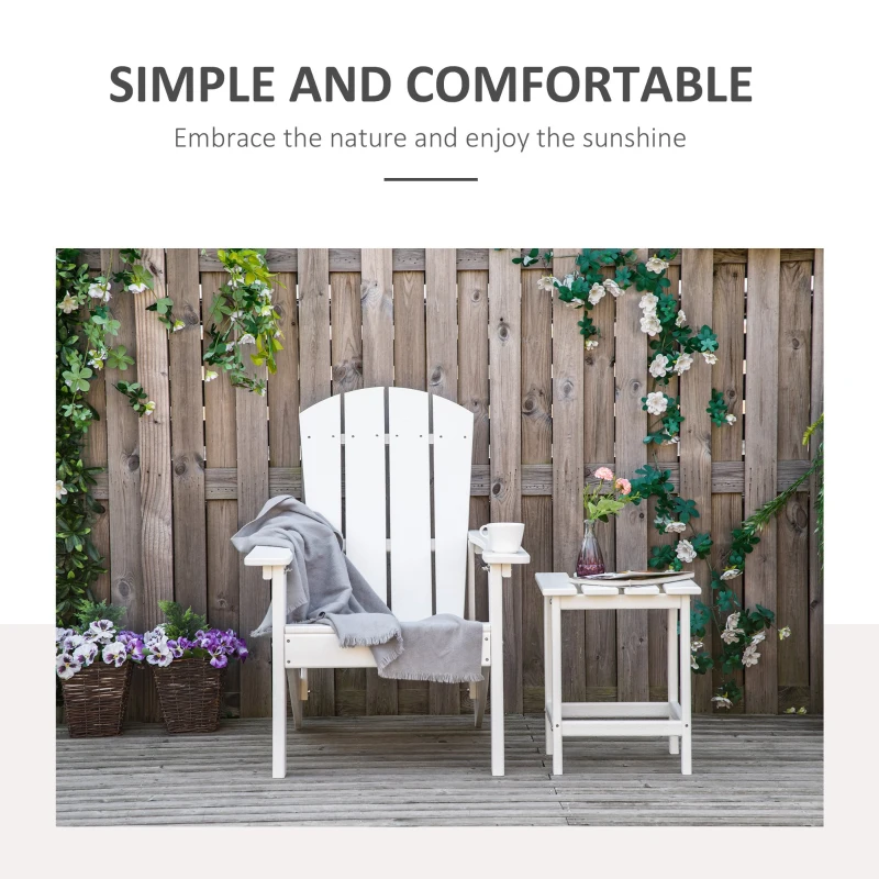 Outsunny Adirondack Chair, HDPE Fire Pit Chair, Weather Resistant Outdoor Chair for Patio, Garden, Backyard, Lawn, White