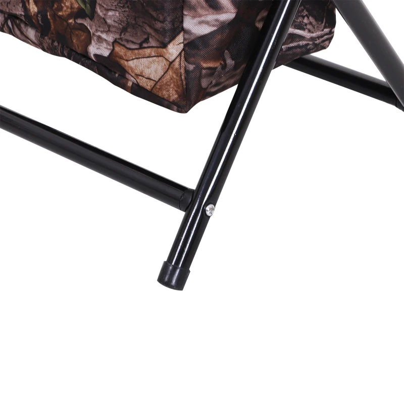 Outsunny 19” 360 Degree Swivel Folding Travel Camping Stool with Storage Bag - Brown Camo