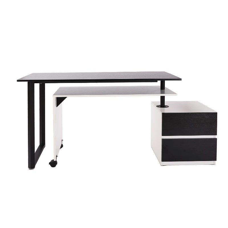 HomCom 52”- 85” Swivel Computer Table Desk - Black/White