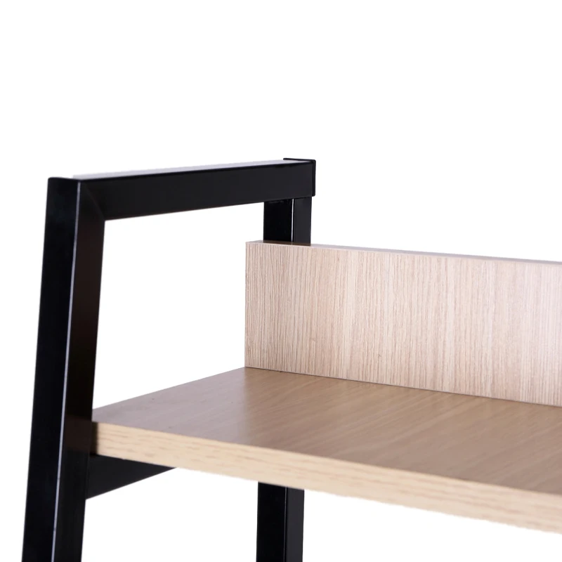 HomCom 5-Shelf Modern Ladder Bookcase - Golden Oak/Black